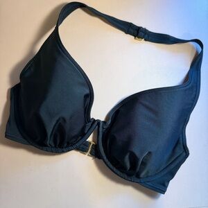 Victoria's Secret Black Halter Bikini Top 36D Underwire Swim Top Adjustable